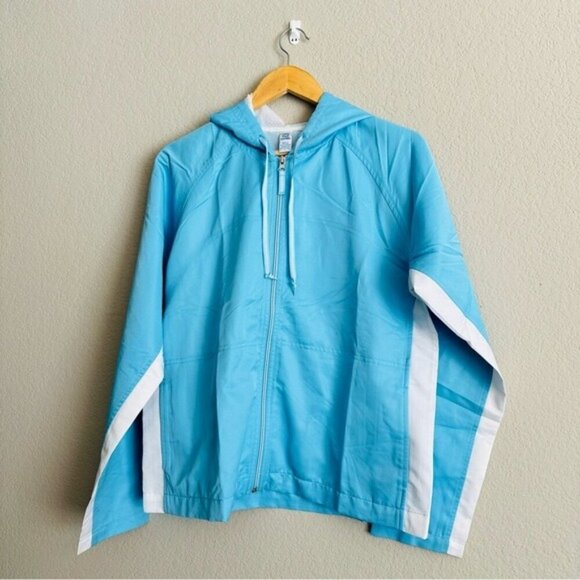 Lady Footlocker Windbreaker Jacket Baby Sky Blue Large Hooded NWOT - Picture 1 of 8